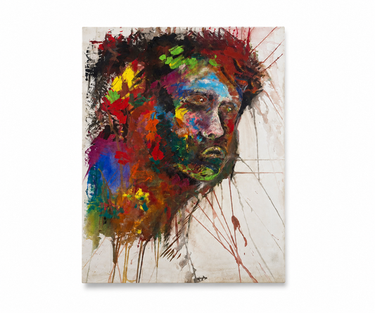 "Melancholy" Abstract Portrait Original Painting-24*18''-Oil on Canvas –Primed and Varnished – Colorful Contemporary Face Artwork on Canvas