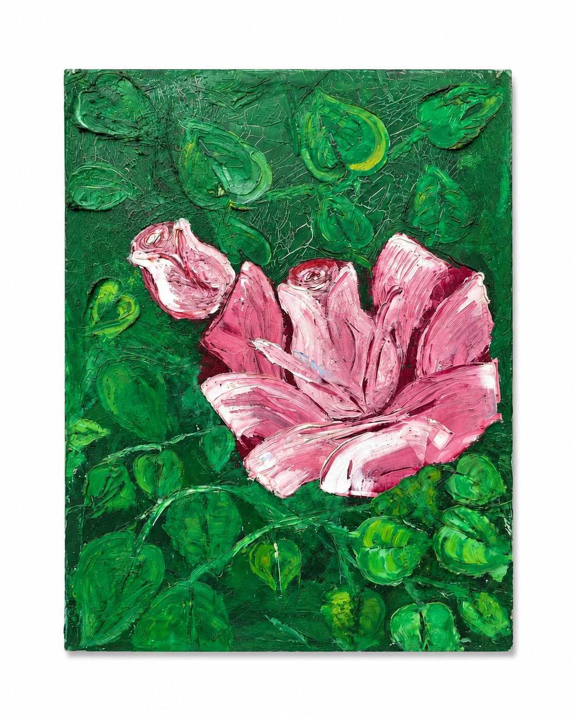 Original Pink Flower – Handmade Floral Artwork on Canvas-24*18''-Primed and Varnished-Oil on Canvas – – Textured Modern Wall Art