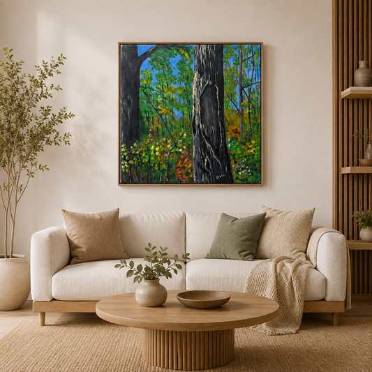 Original Hand-Painted Forest Landscape Artwork-24*24''-Oil on Canvas –Primed and Varnished | Oil Painting on Canvas | Nature Wall Art