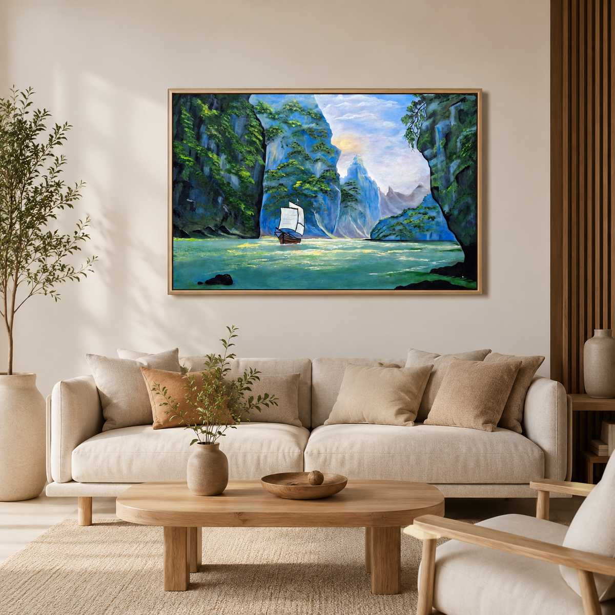 Original Handmade Mountain River -24*36''-Oil on Canvas –Primed and Varnished | Landscape & Nature Wall Art