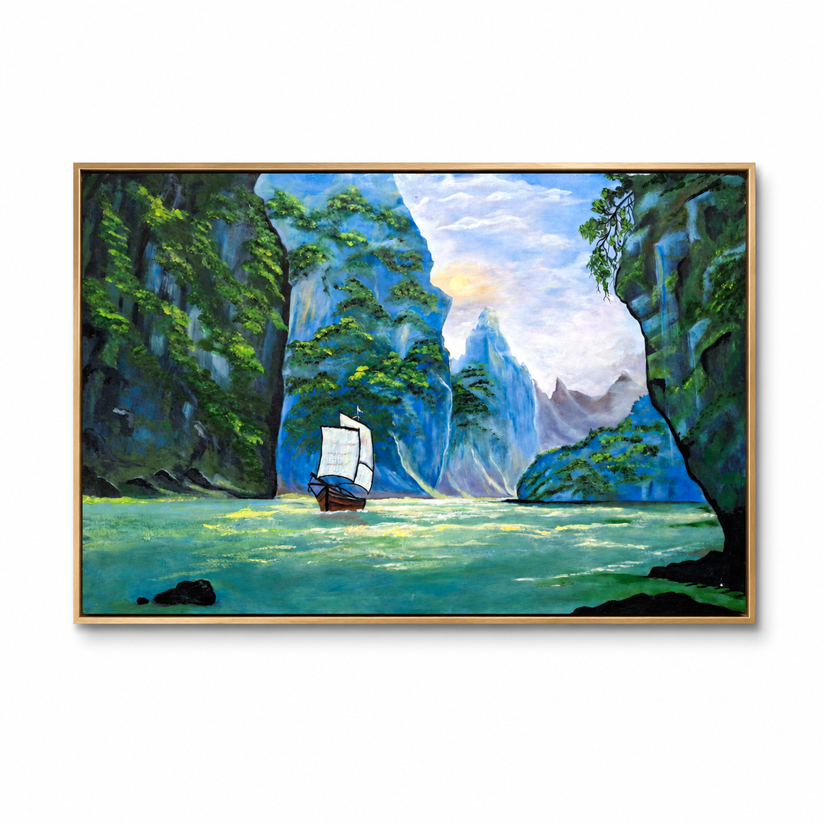 Original Handmade Mountain River -24*36''-Oil on Canvas –Primed and Varnished | Landscape & Nature Wall Art
