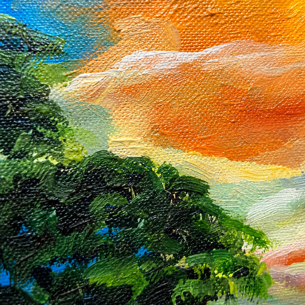 "Sunset Harmony" Original Sunset Tree Landscape -18*24''-Primed and Varnished-Oil on Canvas – Handmade Nature Wall Art, Countryside Artwork, One-of-a-Kind Canvas Painting